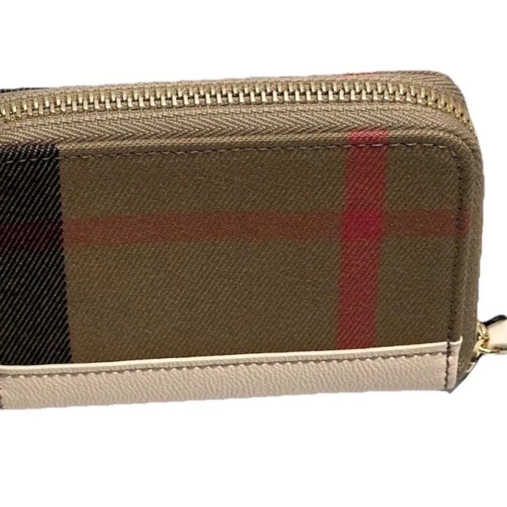 Burberry Brand New Zip Around Check Pale Cameo Wallet 80845271 Retail $480 - Picture 2 of 8